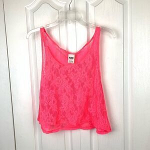 Pink Lace Cropped Tank‎